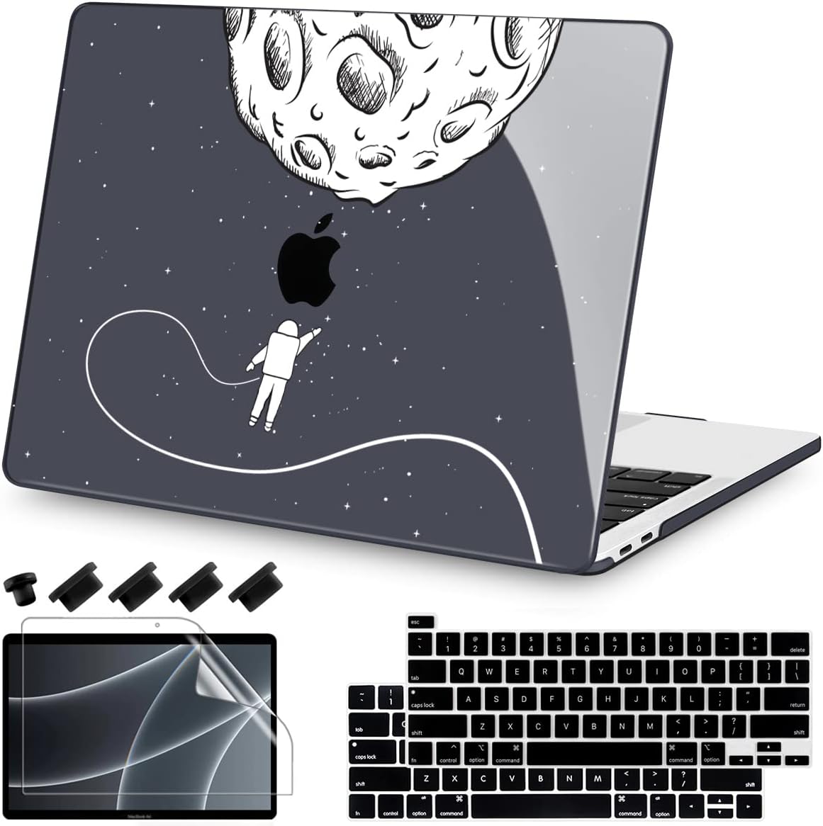 Teryeefi for M2 MacBook Pro 13 inch Case 2022 2020 2019-2016 Model A2338 M1 A2251 A2289, Hard Shell Case & Keyboard Cover & Screen Protector for MacBook Pro 13“ with Touch Bar, Astronaut Space