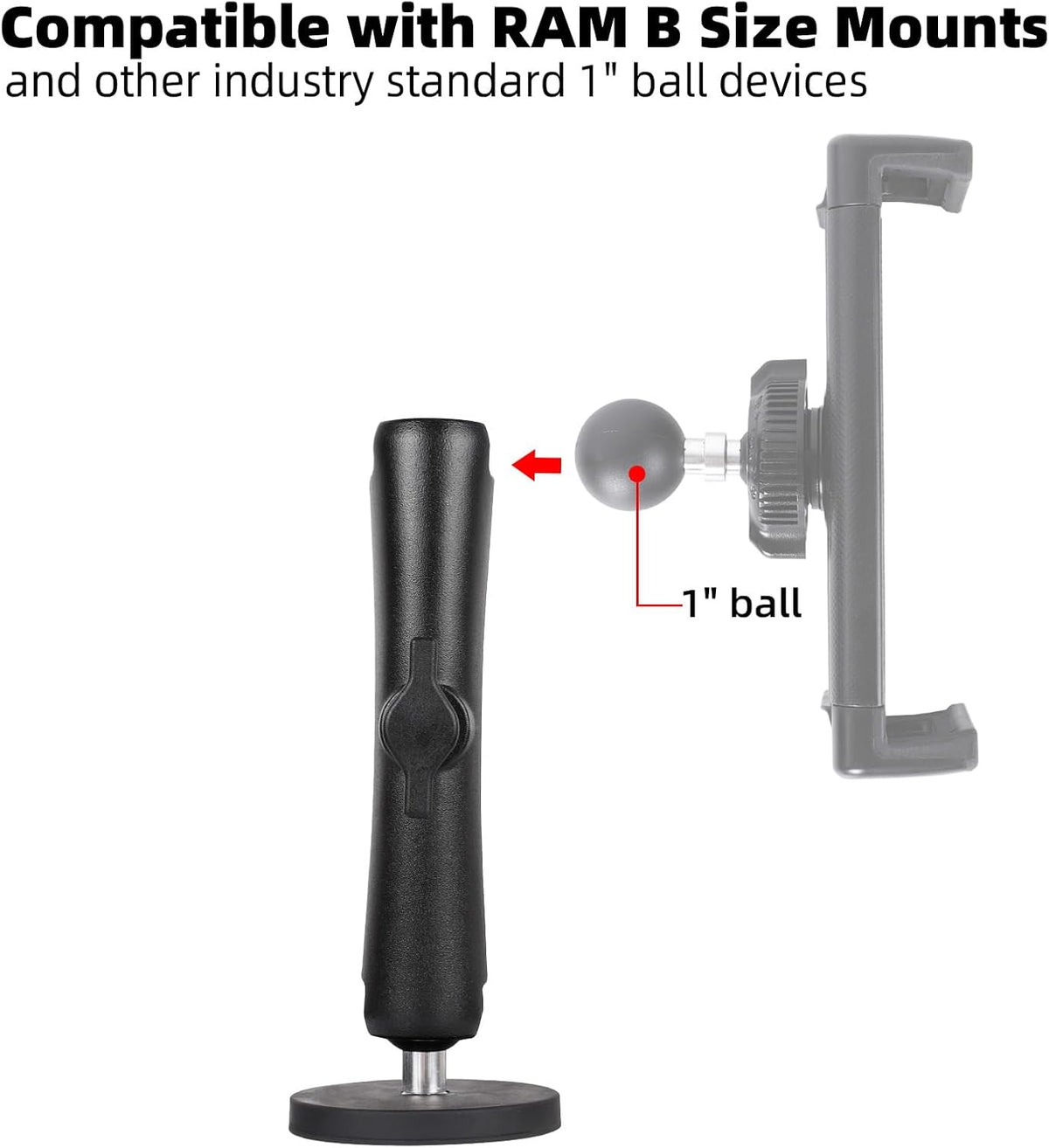 FPN 66mm 25mm /1 inch 5.91" Diameter Round Heavy-Duty Magnetic Base Mount with Rubber Coating Ball & Double Socket Arm