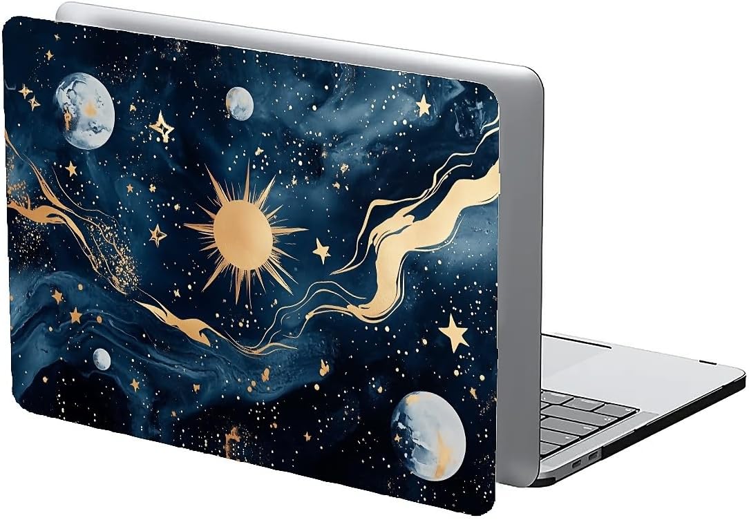 Compatible with MacBook Air 13.3 13.6 Inch Case 2022 2021 2020 2019 Plastic Hard Shell Case Cover,13.6 Air (A2681) M2 2022, Moon and Sun