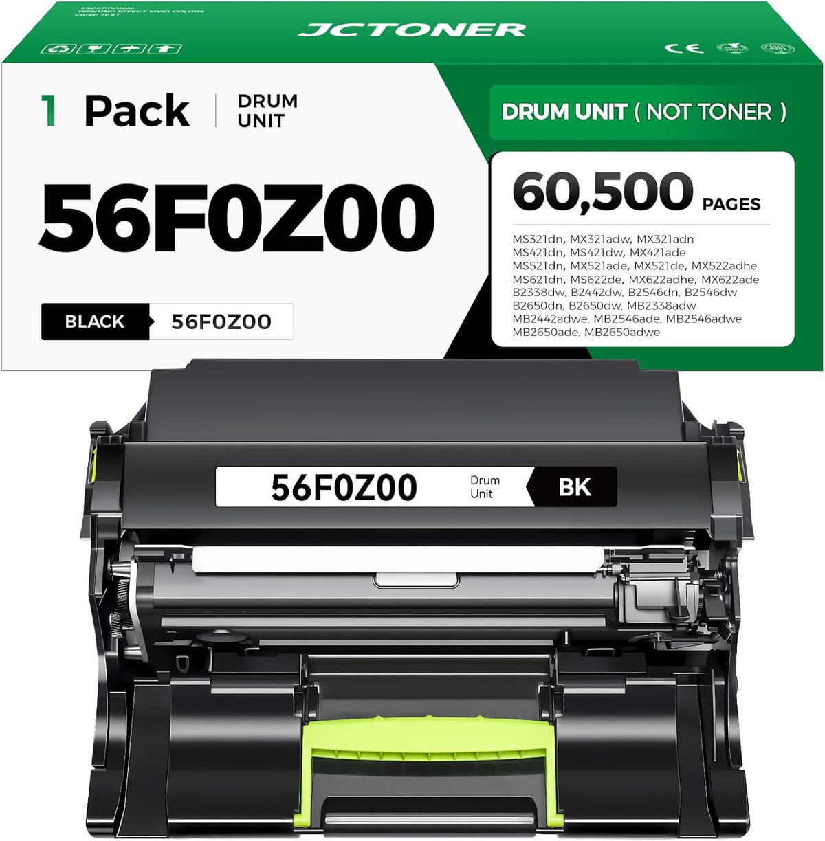 56F0Z00 Imaging Unit Replacement for 56F0Z00 Drum Unit Compatible with Lexmark MS321 MS421 MS521 MS621 MX521 MX522 MX622 MS622 MX321 MX421 B2338 B2442 B2546 B2650 MB2338 MB2442 MB2546 MB2650 Printer
