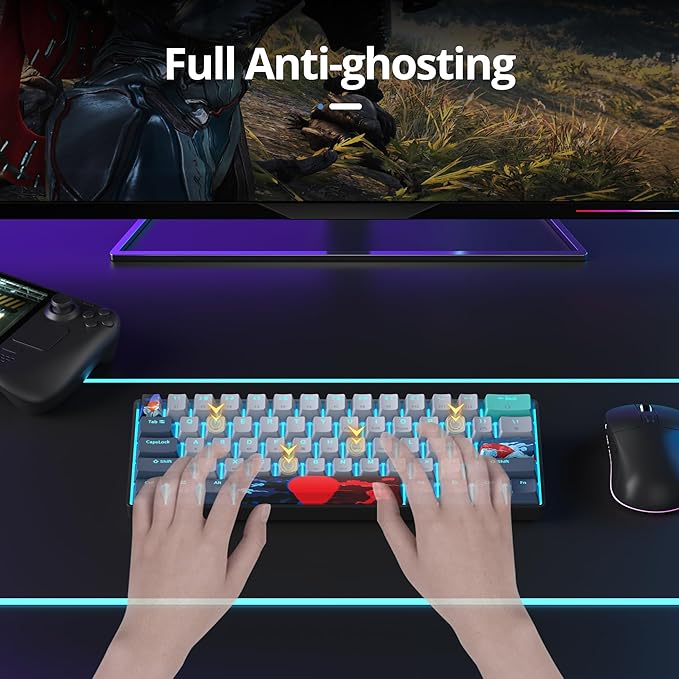 60 Percent Gaming Keyboard 61 Keys Wired Mechanical Keyboard Ultra Compact Key Board Red Switch LED Backlit for Windows Laptop Gamer