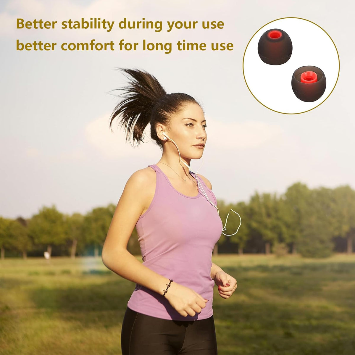 Silicone Earbud Tips - Fit for In-Ear Headphones (Inner Hole 3.8mm-5.1mm) - 9 Pairs S/M/L