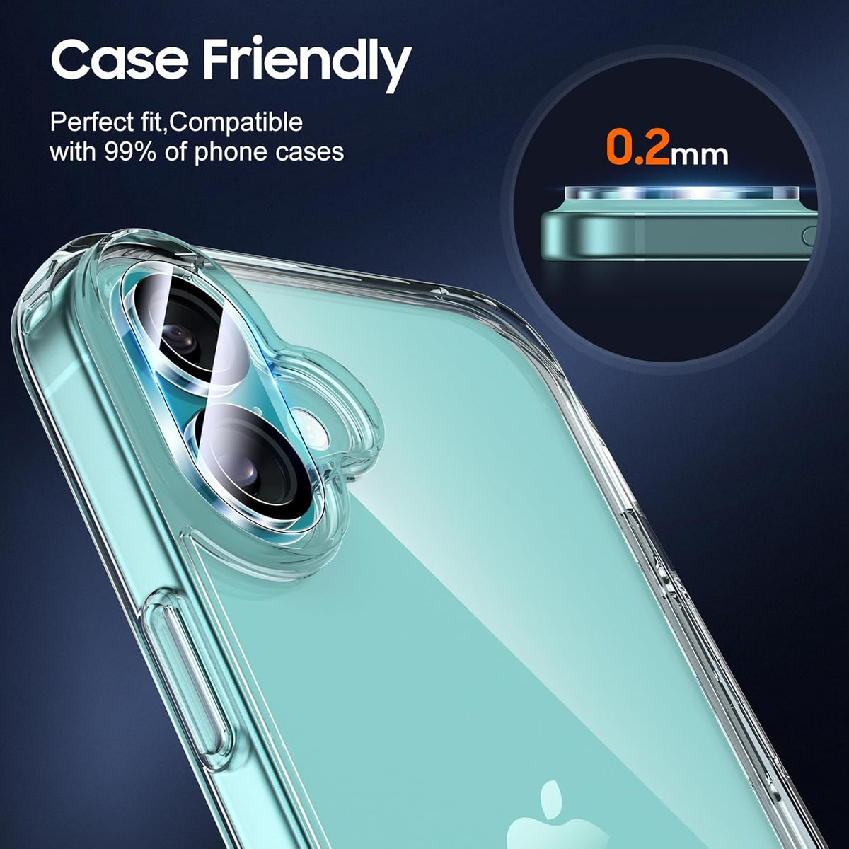 UniqueMe for 3 Pack iPhone 16 / iPhone 16 Plus Camera Lens Protector - [Drop Protection] [Case Friendly] 9H Tempered Glass Camera Cover Screen [Update New Version]