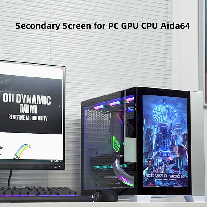 14 Inch LCD Screen for Lian Li O11 Mini PC Case FHD 1920x1080 Laptop Screen Replacement PC Secondary Display HDMI 72% NTSC (Black)