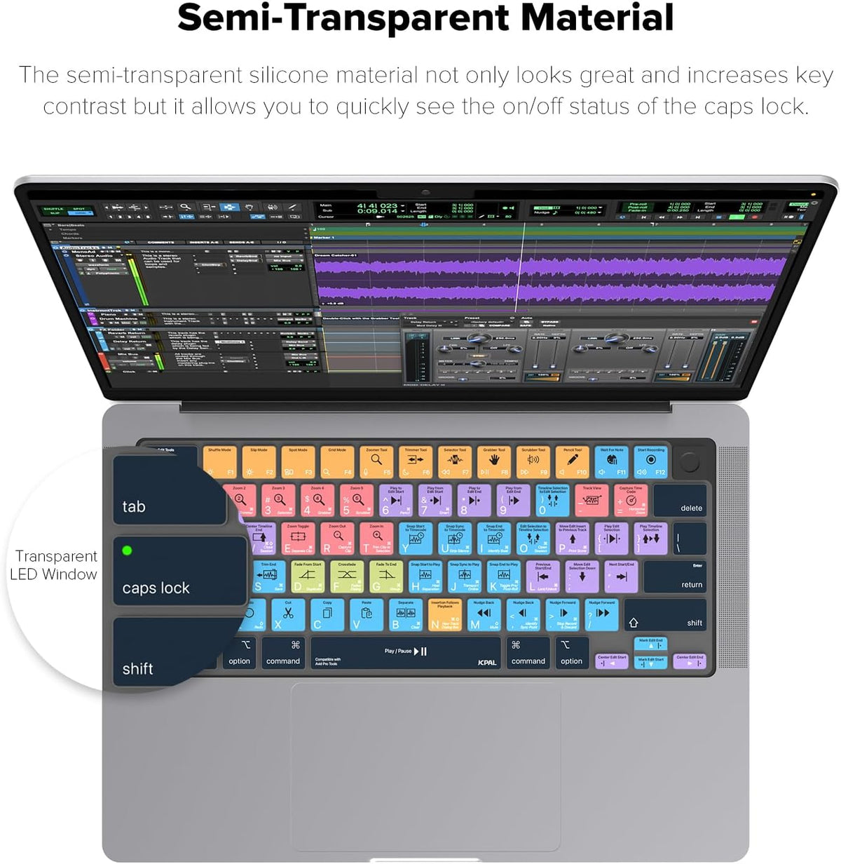 JCPal Avid Pro Tools Shortcut Guide Keyboard Cover for Apple MacBook Pro 14 inch and MacBook Pro 16 inch (M1-M4 Models) and MacBook Air 13 inch and MacBook Air 15 inch (M2-M4 Models) (US-Layout)