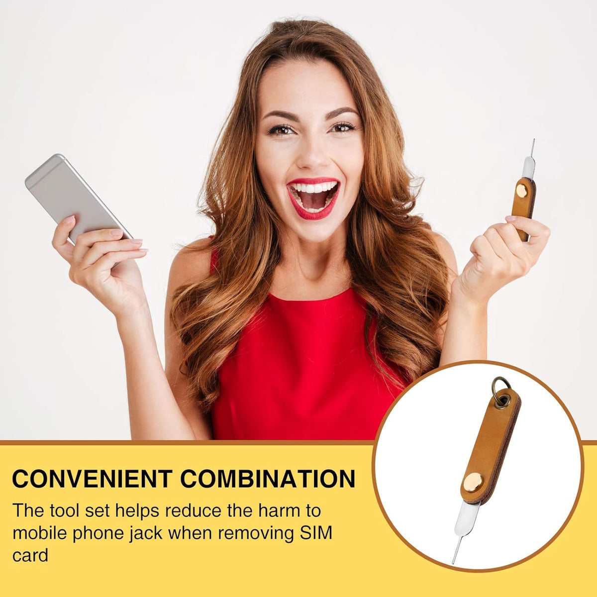 Weewooday 20 Pcs Sim Card Removal Tool Universal Sim Card Pin Card Tray Eject Pin Ejector Tool with 1 Detachable Keychain Charm for Smart Phones and Tablets