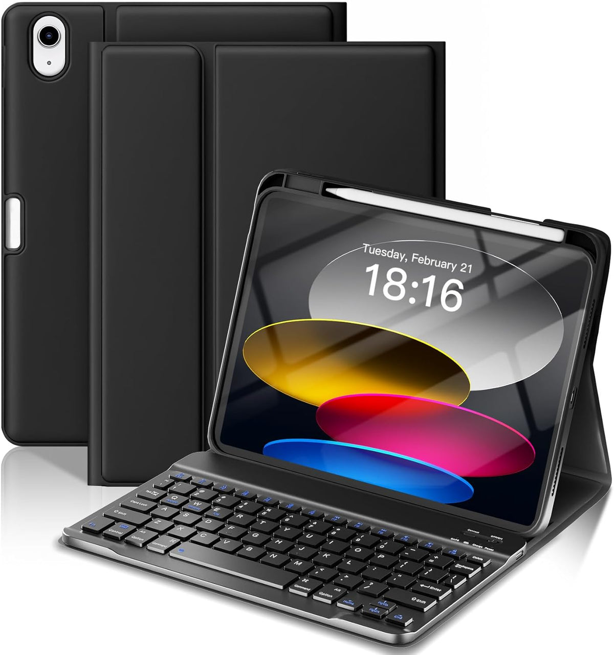 NOKBABO for iPad 11th 10th Generation Case with Keyboard, Magnetic Wireless Detachable Folio case with Pencil Holder, Keyboard for iPad 11th(A16,2025) & ipad 10th Generation(2022) - Black