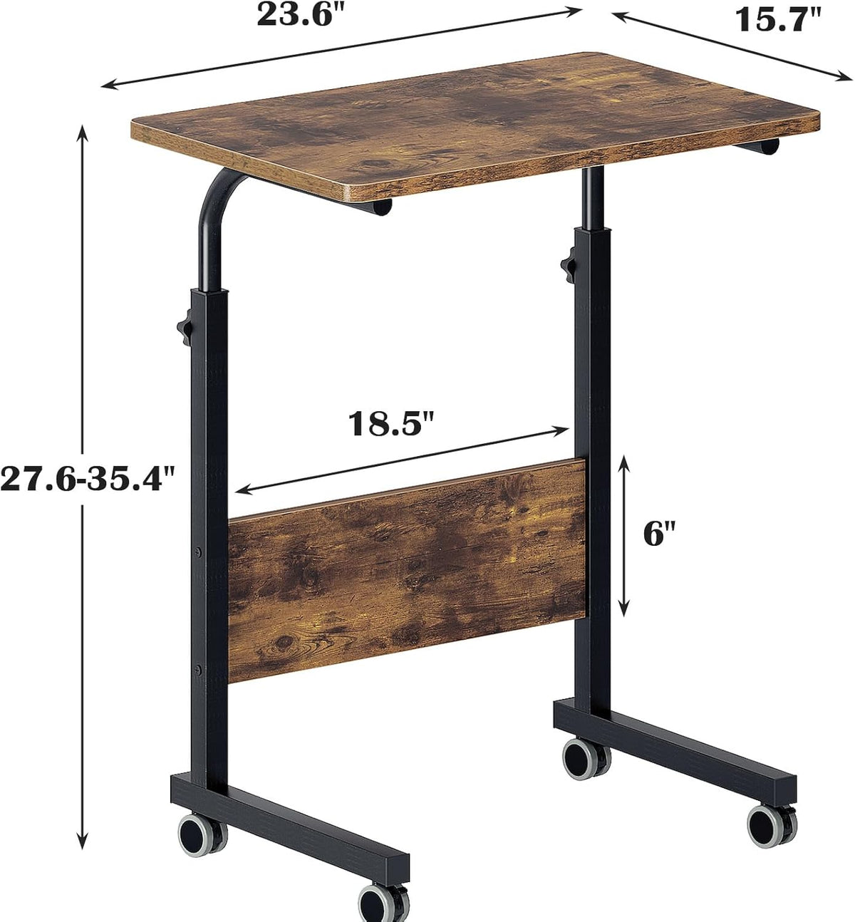 23.6 Inches Sofa,DUS-05#1-60FG-FBA DlandHome Rolling Desk Mobile Standing Desk Mobile Side Table w/Wheels Adjustable