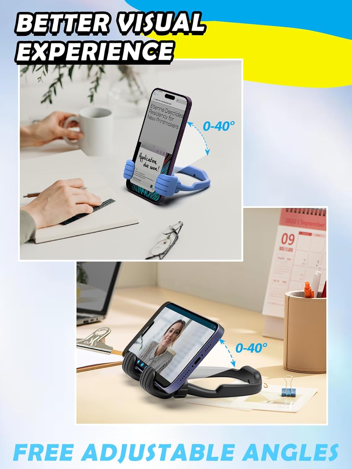 Back to School Supplies for Boys Girls Kids Cell Phone Stand - 2 Pack Thumbs Up Lazy Phone Holder for iPhone iPad mini Cellphone Stand for Desk Birthday Gifts for Teens Adults Women Men Wife Fun Gifts