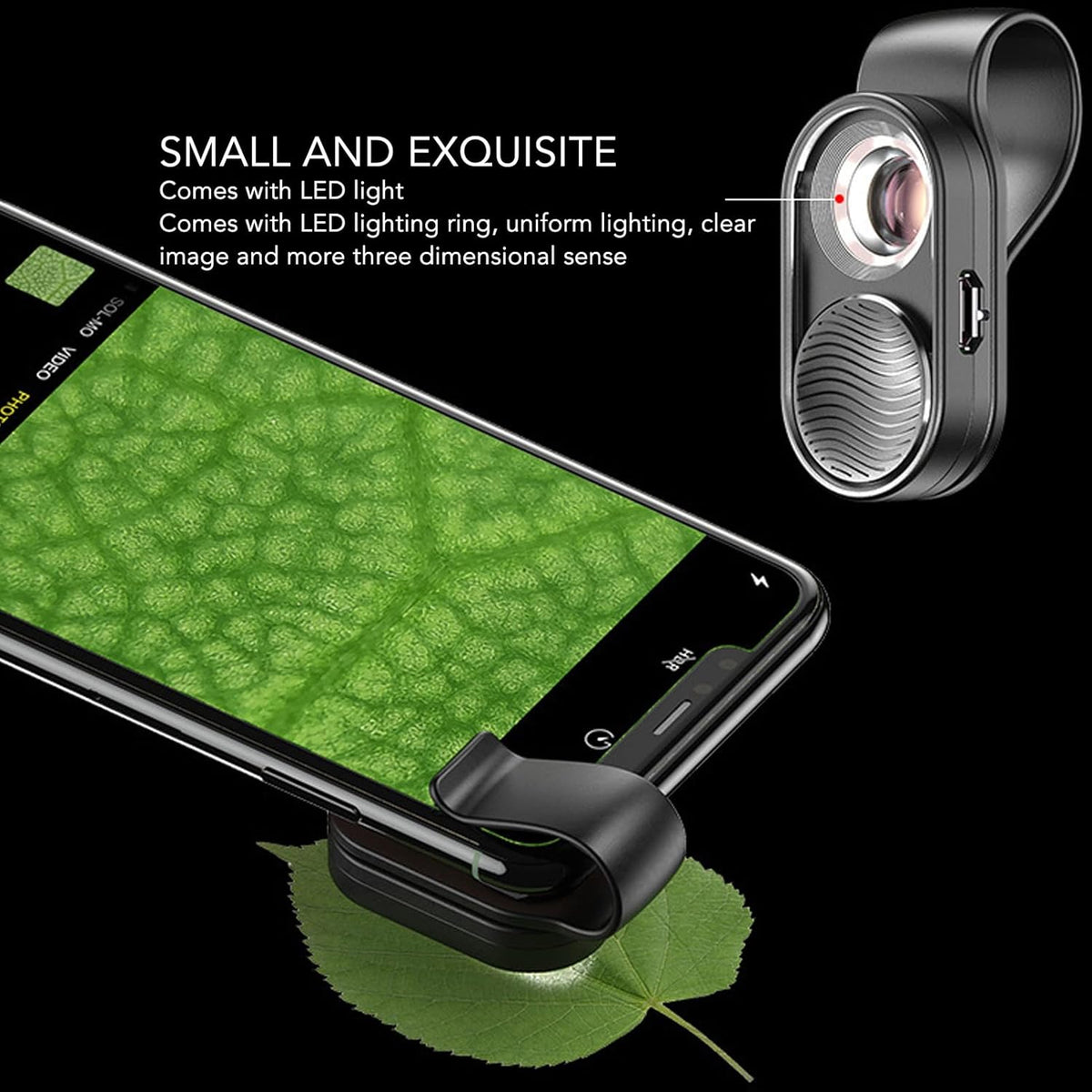 100x Mini Pocket Microscope for Phone, Smartphone Microscope with LED Light, Lens Protective Cover for Android OS