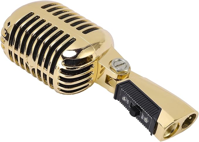 SUNGOOYUE Dynamic Cardioid Microphone with Sound Output and Vibration Dampening for Musical Performances and Studio Recordings (Gold)