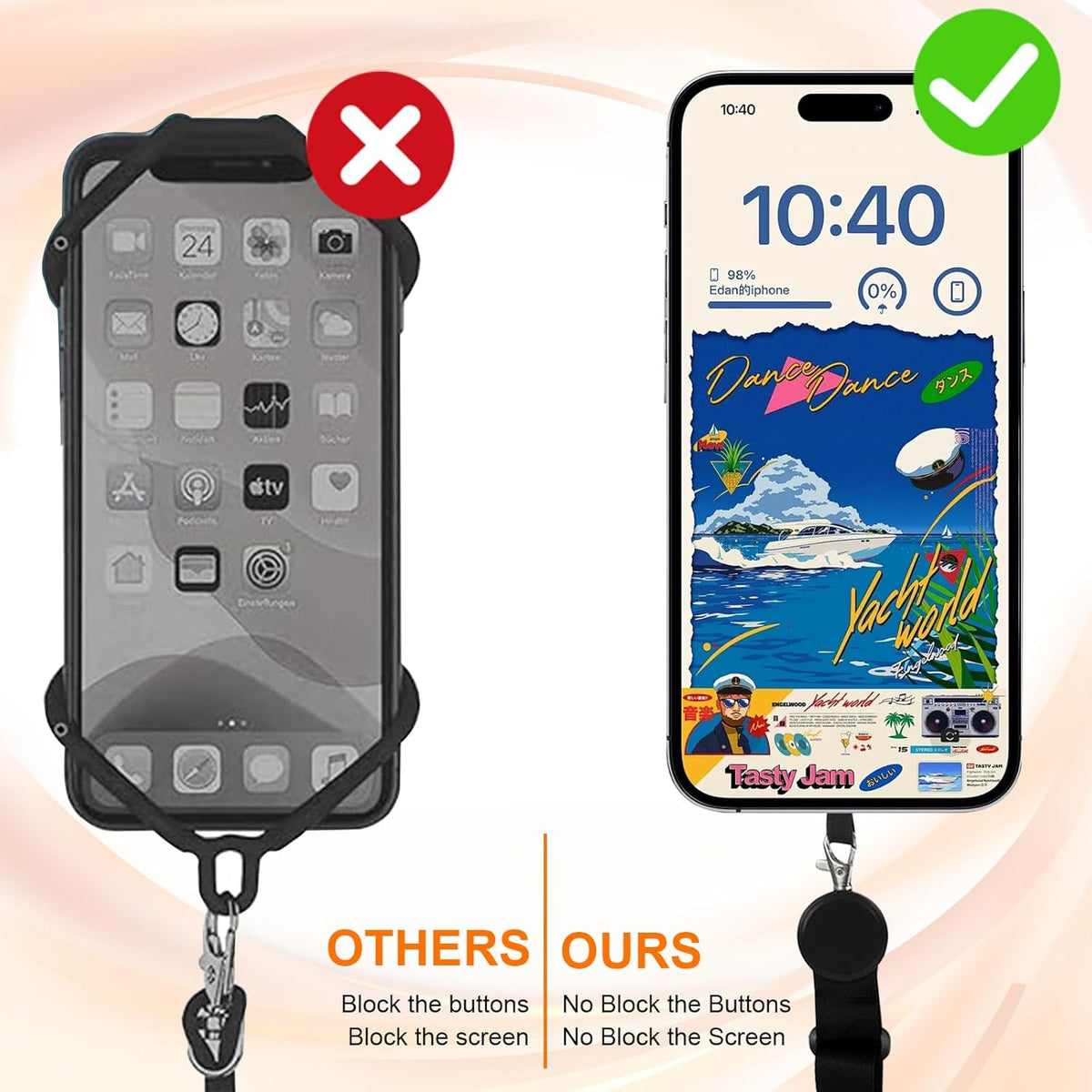 Phone Lanyard Crossbody Strap, Phone Lanyard Crossbody Wrist Strap, Adjustable Anti-Theft Phone Patch Lanyards for Most Smartphones,Universal Cell Phone Neck lanyard for Women and Men (Black)
