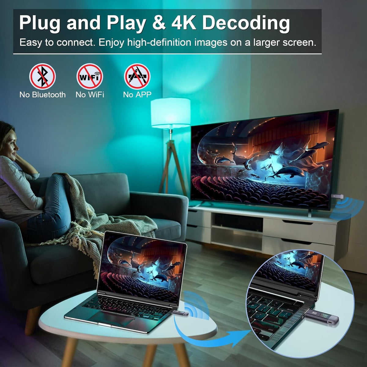 TTQ Wireless HDMI Transmitter and Receiver, TTQ Wireless HDMI Extender 4K Supported, Metal Housing, LED Display, 100FT Range, 2.4G&5G, for PC/Laptop/Camera/HDTV/Projector/TV Box