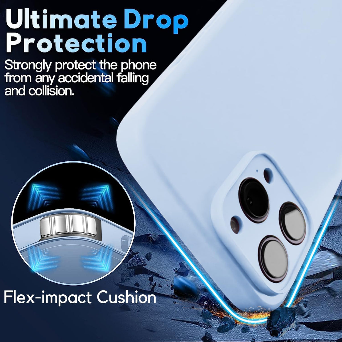 Blaspins Crossbody Lanyard Strap Case for iPhone 13, Neck Cross Body, Adjustable Holder Removable, Drop Protection Shockproof, Hands-Free Silicone Case Cover 6.1 inch, 150 cm Strap, iP13 - Blue