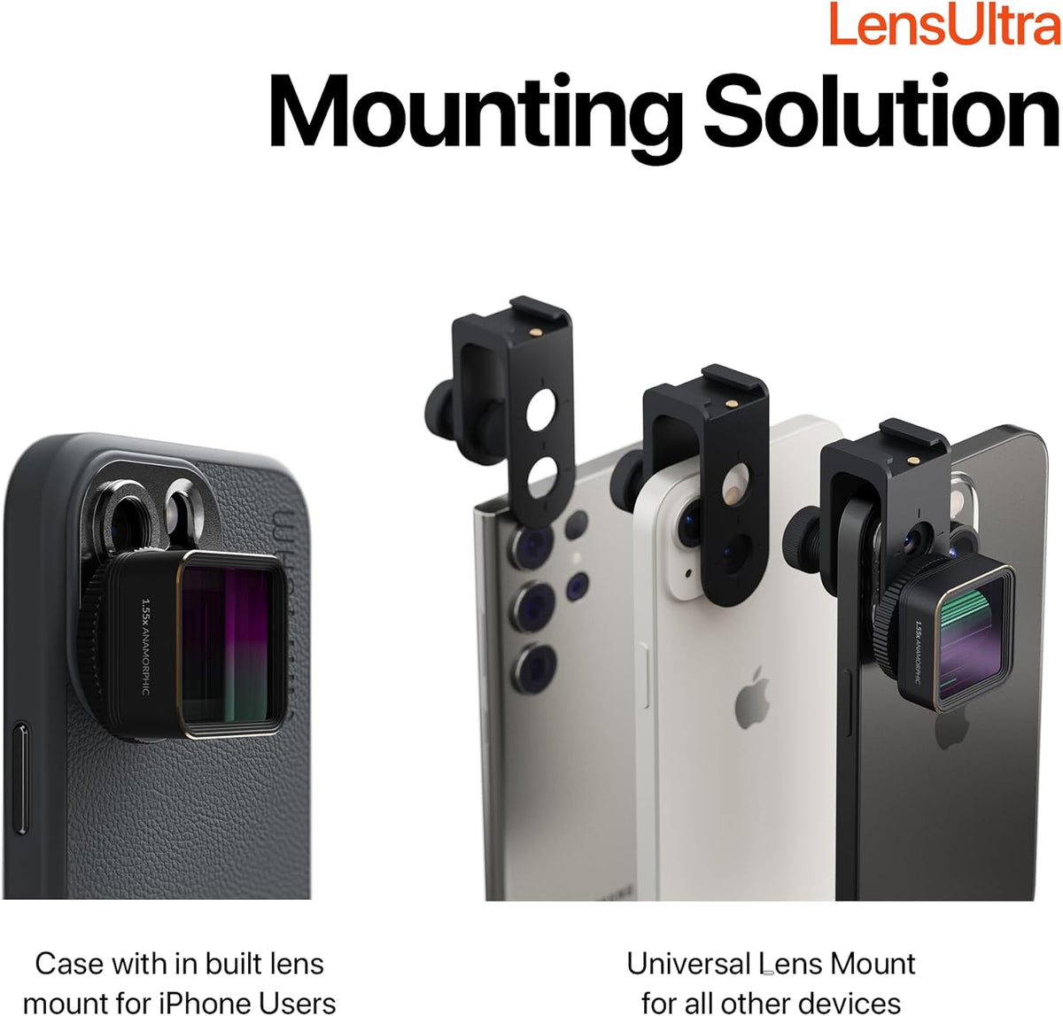 Shiftcam | LensUltra 1.55x Anamorphic Lens - 1.55x Magnification, 120° Angle - Plunge into Ultra-Wide Aspect Ratio, Signature Lens Flare, Dreamlike Depths, Superior Sharpness, Premium Design