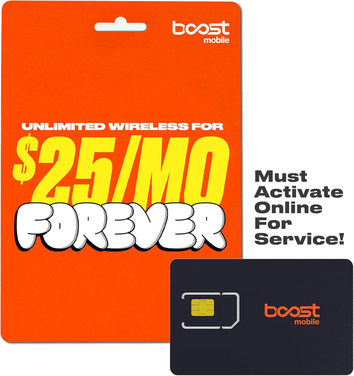 Boost Mobile SIM Kit | $25/mo Forever Unlimited Plan with Auto-Pay | Unlimited Talk, Text & Data | First Month Included | New Customers Only | US Phones Only