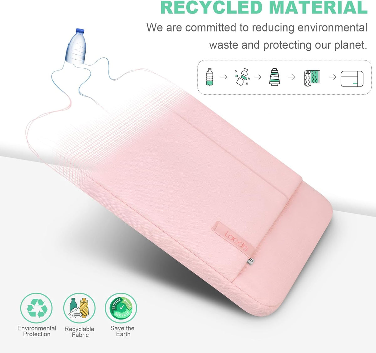 Lacdo 15-15.6 Inch Laptop Sleeve Case for Acer HP Lenovo Dell ASUS Laptop, Acer Aspire 15, HP Pavilion/Envy 15, Dell Inspiron/Latitude 15, Lenovo IdeaPad 15, ASUS ZenBook 15 Computer Bag, Pink