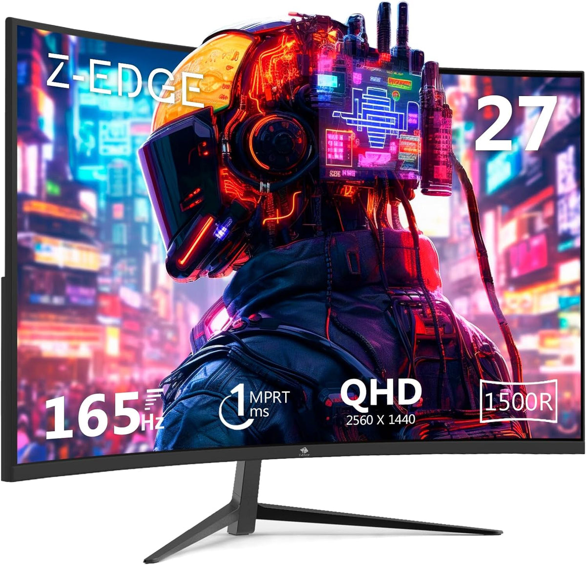 Z-Edge 27 inch Curved Gaming Monitor, QHD 1440P 165Hz 144Hz Curved 1500R Computer Monitor, MPRT 1ms Monitor Gaming, 16.7M Colors, UG27Q Frameless Bezel, 2X DP 1.4 Ports and 2X HDMI 2.0 Ports