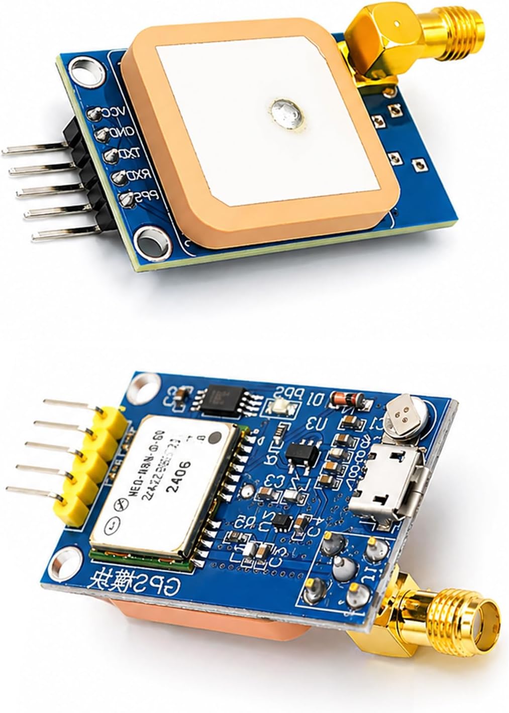 hiBCTR NEO-7M 3.3V-5V STM32, C51, 51 GPS Module with SMA Antenna, TTL UART High-Precision GPS Tracker for Arduino, MCU
