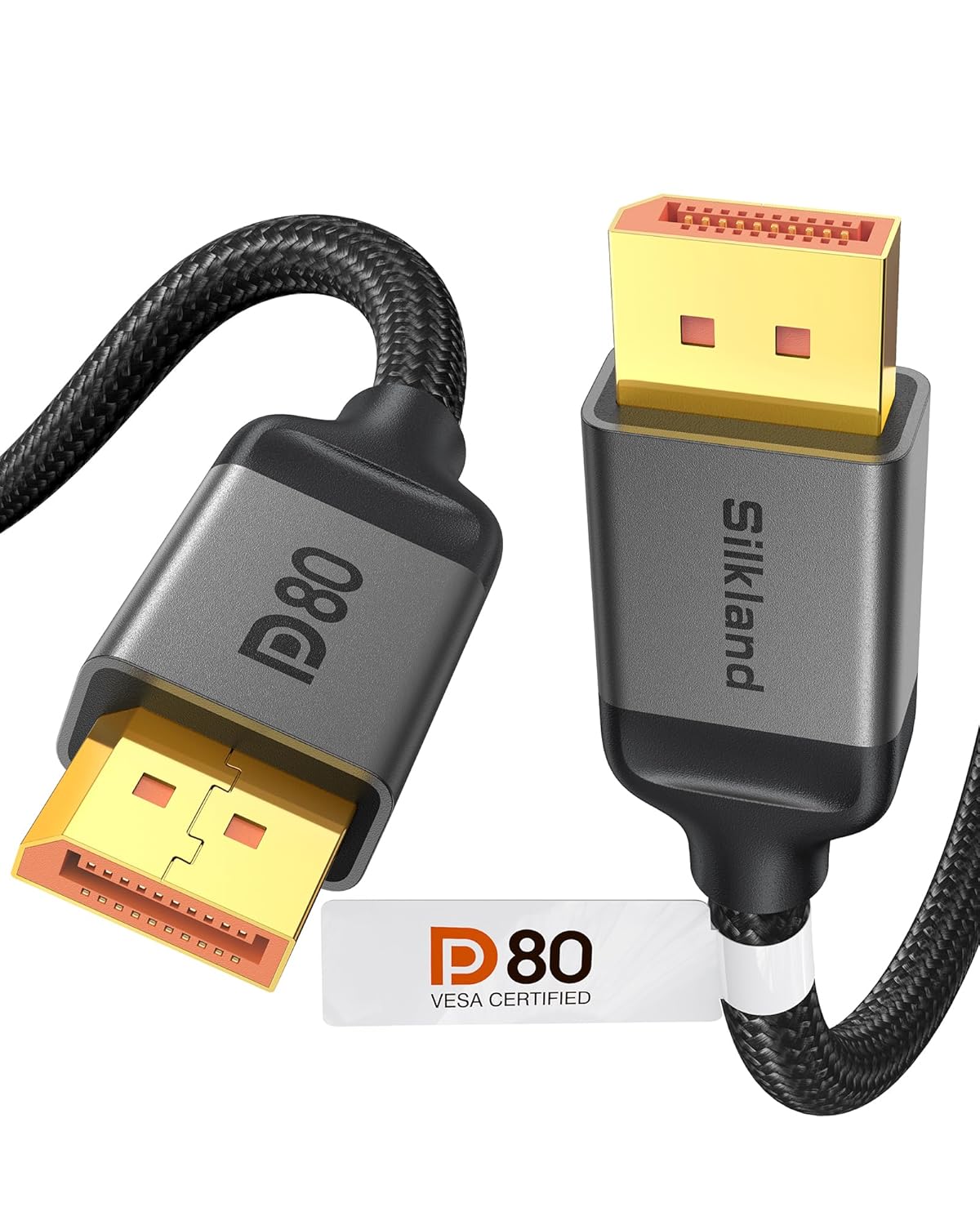 80Gbps 2.1 6.6FT/2M [8K@240Hz, 4K@540Hz 360Hz 240Hz] 2.1 16K, DP80 1.4, 5090 9070XT Silkland DisplayPort Cable [VESA