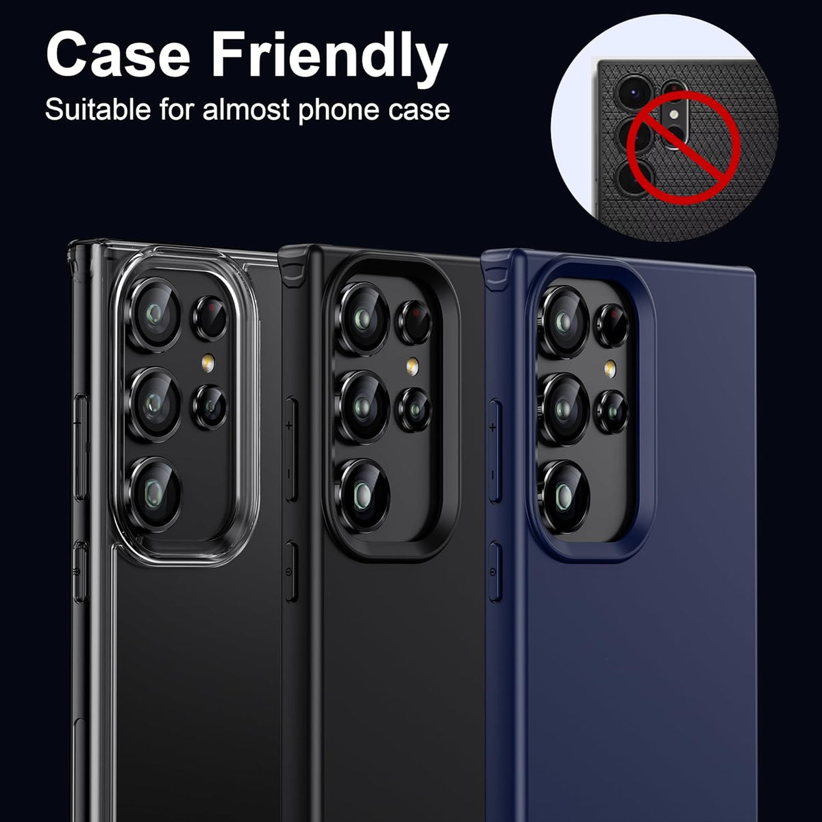 WSKEN for Samsung Galaxy S24 Ultra Camera Lens Protector, Ultra Thin Scratch Resistant 9H Tempered Glass with Aluminum Metal Circle Camera Screen Protector Cover Accessories, Black