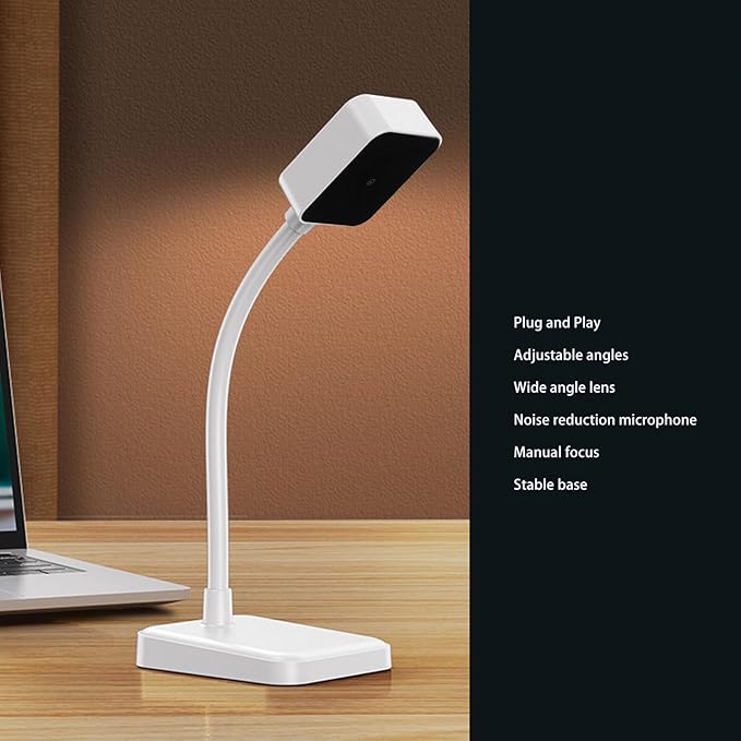 1080P Webcam with Microphone External USB HD Camera Intelligent Noise Reduction Plug and Play Adjustable Angle for Calling Conferencing Video Streaming