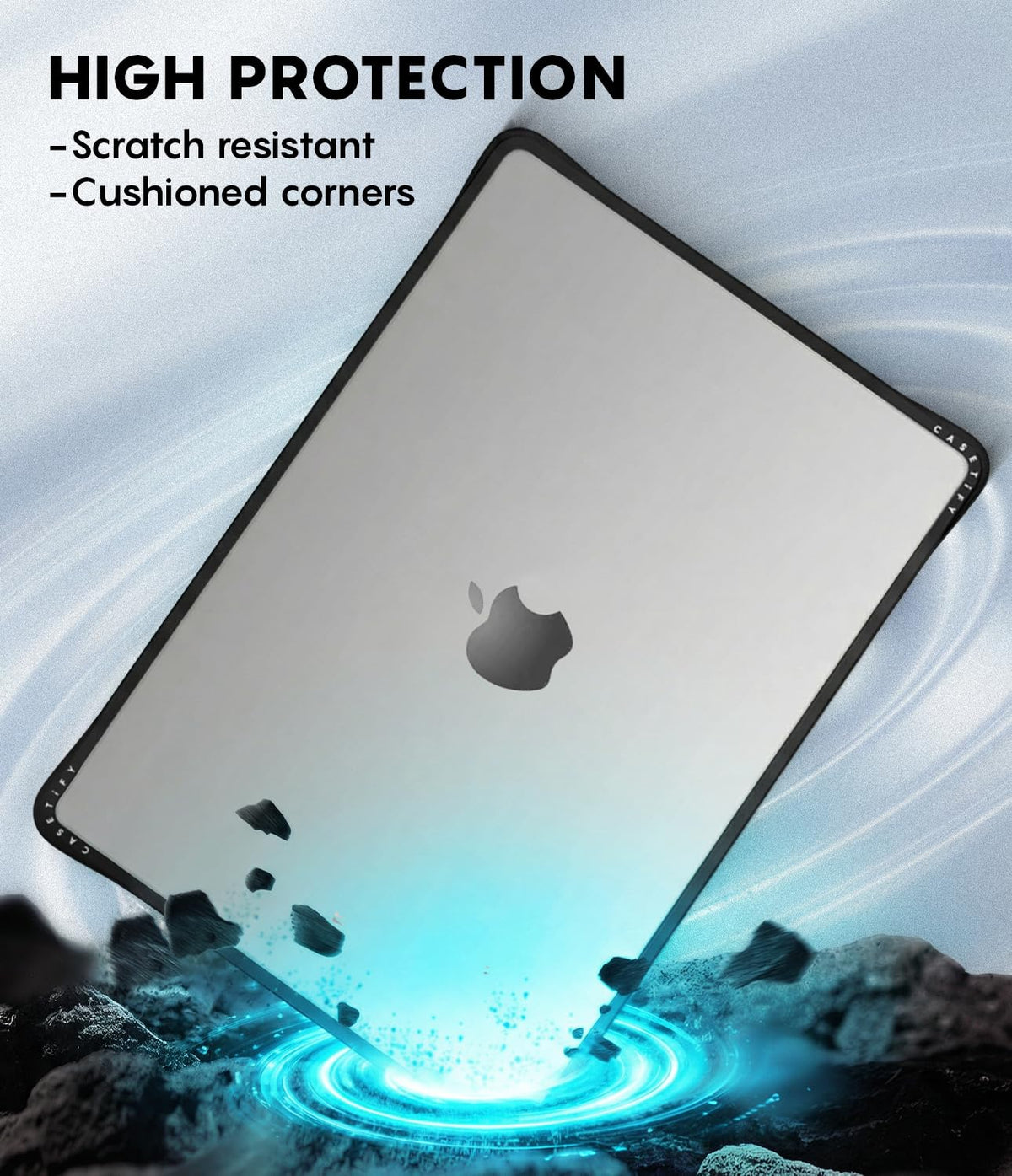 CASETiFY Impact MacBook Air 13.6" (M2-M5) Case [Cushioned Impact Corners/Scratch-Resistant/Anti-Slip Grip] - Keep Growing - Clear Black