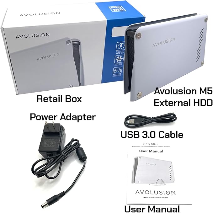 Avolusion M5 Series 14TB USB 3.0 External Hard Drive for WindowsOS Desktop PC/Laptop (Renewed)