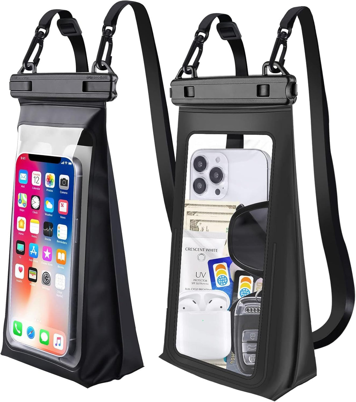 Large Capacity Waterproof Phone Pouch Floating, Waterproof Bag Case for iPhone 15 14 Pro Max 13 12 11 X XR 8 Plus Samsung Up to 6.9'', IPX8 Water Proof Phone Dry Bag for Swimming Kayaking, 1Pack