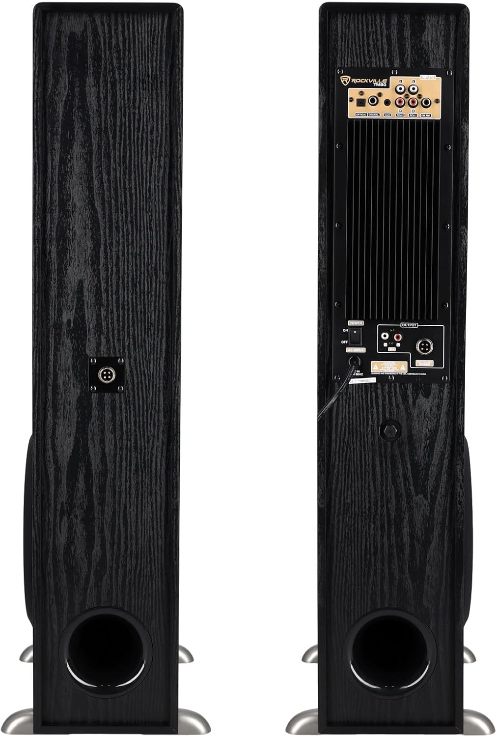 Rockville TM80B Powered Home Theater Tower Speaker System, Black, 800W, 8" Subwoofers, Bluetooth, USB/SD Playback, FM Radio, Remote Control, Karaoke Ready, Perfect for Home Entertainment