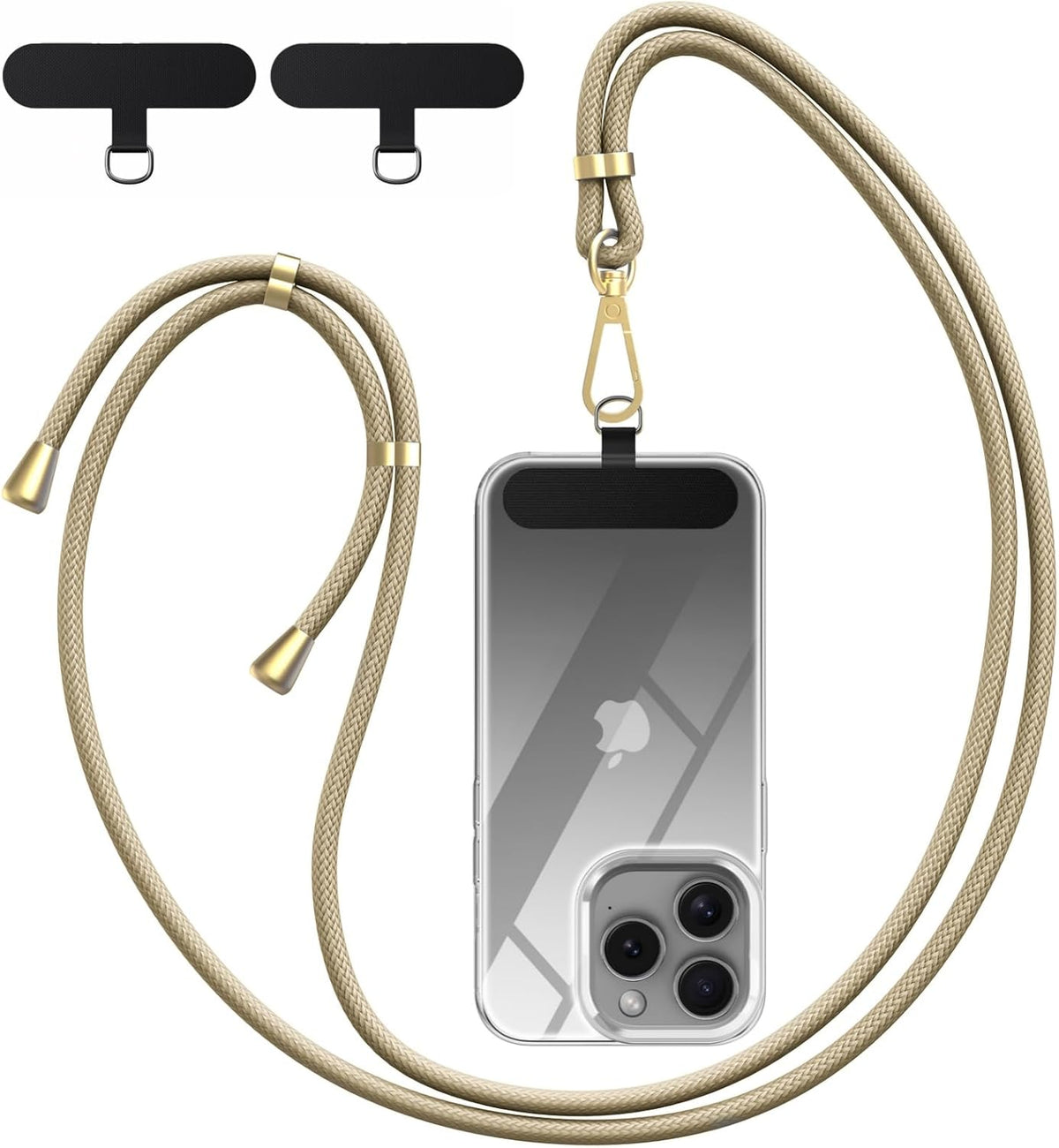Crossbody Phone Lanyard Strap with 2 Pack Patchs, Adjustable Universal Nylon Neck Strap