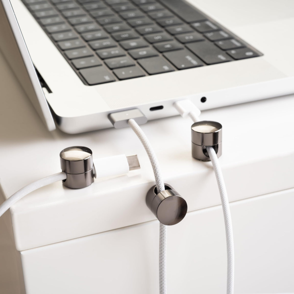 ICONIT Cable Anchors for Desk Organization Gun Metal | Premium Aluminum Cord Organizers | Charger + Cable Management Clips for Home & Office |