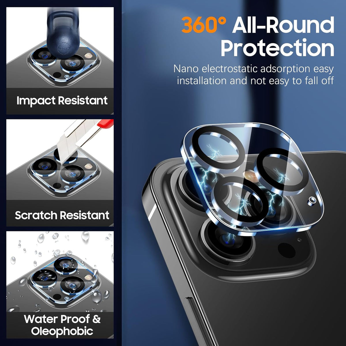 UniqueMe 𝑵𝑬𝑾 𝟮𝟬𝟮𝟮 [ 3 Pack] Compatible with iPhone 12 Pro Max 6.7" Camera Lens Protector Tempered Glass,[Case Friendly][Scratch-Resistant][Does Not Affect Night Shots] -Black Circle
