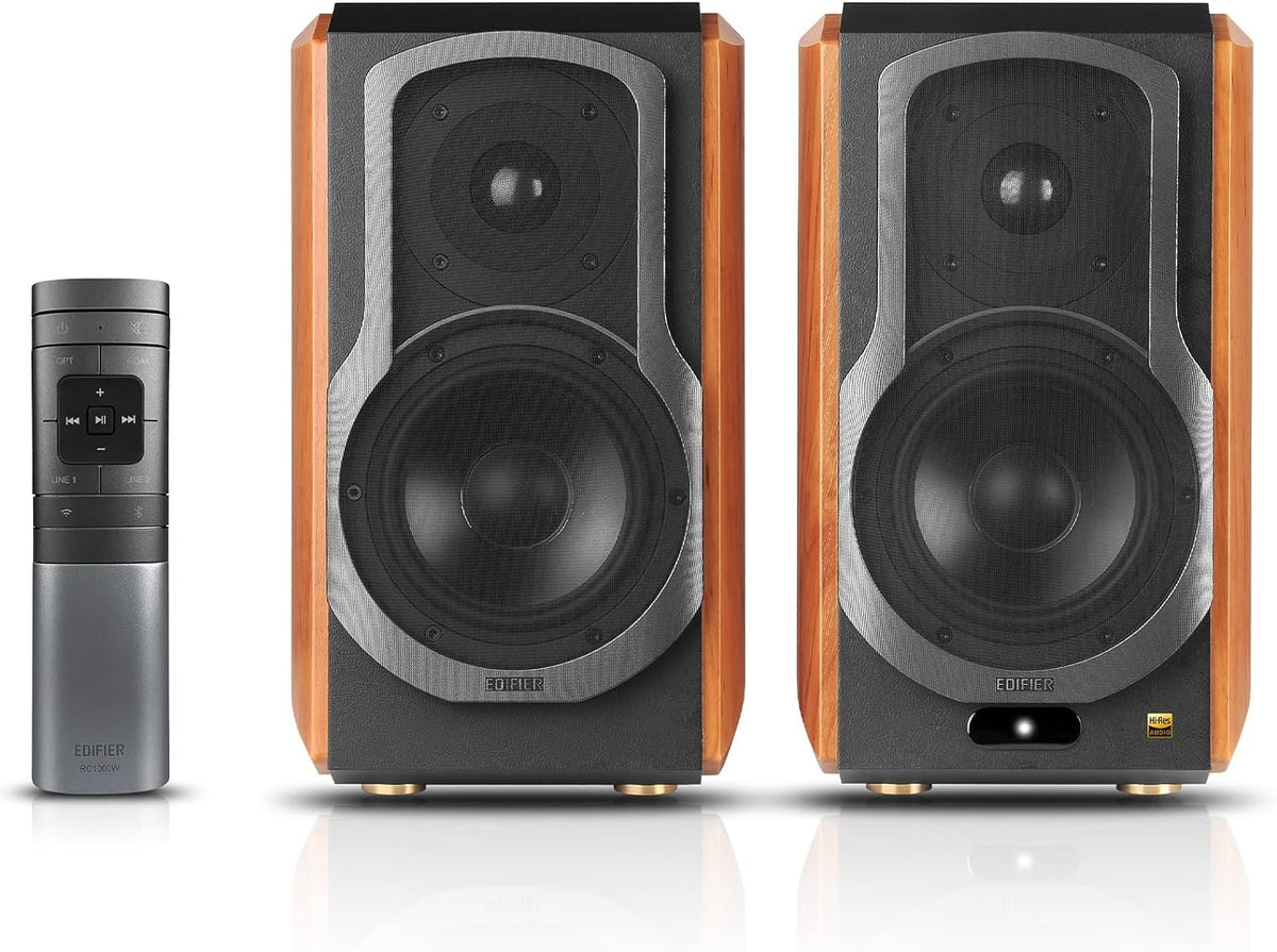 Edifier S1000W WiFi Audiophile Active Bookshelf 2.0 Speakers, 120W RMS Wireless HiFi Bluetooth Sound System Works with Alexa, Optical/RCA x 2 Coaxial, Supports AirPlay 2, Spotify Tidal Connect- Pair