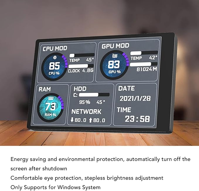 GOWENIC 3.5in Computer Temp Monitor PC Sensor Panel Display PC CPU GPU HDD Data Monitor Computer Temperature Display for System (GOWENICprnzt940dh7119)