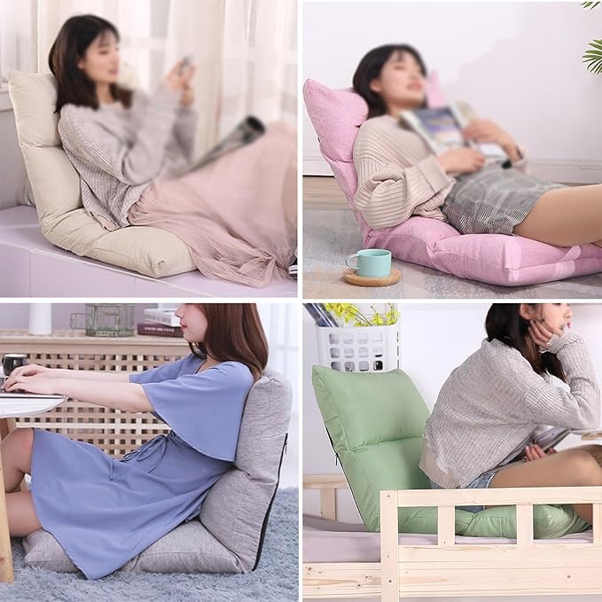 Floor Chair 6 Angle Adjustment Recliner Chair Comfortable Back Support Lazy Sofa for Video Gaming Reading Watching(Blue)