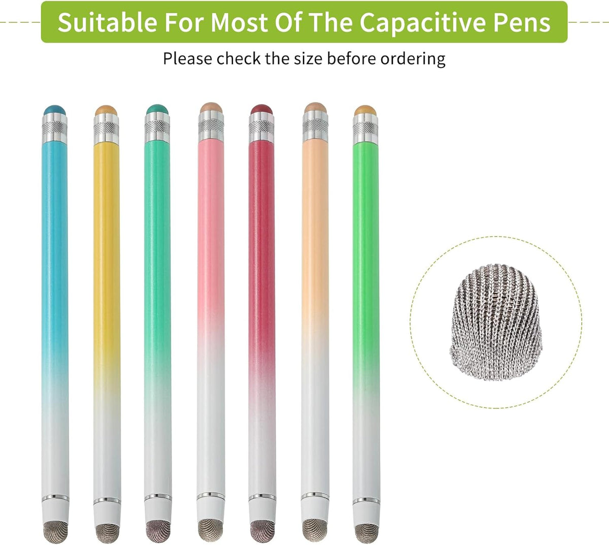 MECCANIXITY 10pcs Replacement Fiber Mesh Tips for Stylus Pens 5mm Suitable for Capacitive Touch Screen,High Sensitivity,Soft,No Scratch Screen Pen Tip