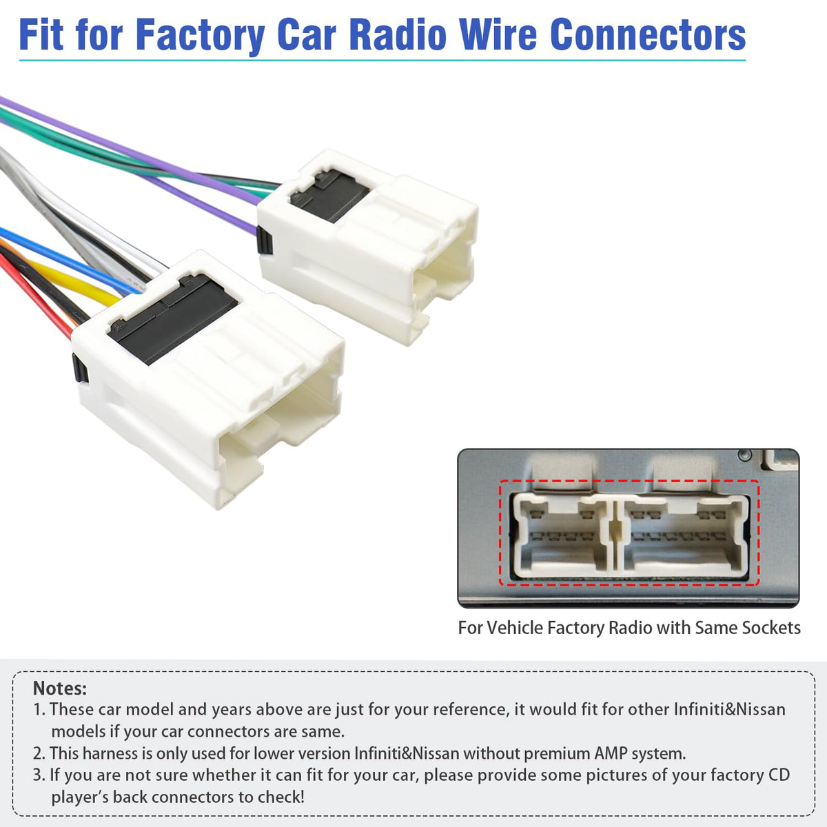 1995-2008,Compatible 1990-2008,10Pin 6Pin ISO Radio Wiring Harness for Nissan Stereo Wire Adapter with Infiniti Radio