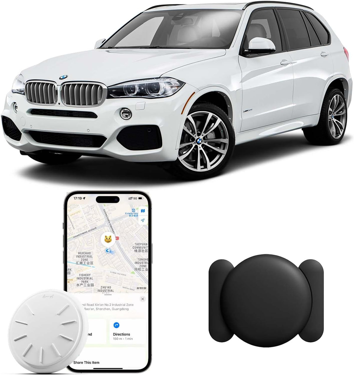HONGTOP H 1PCS GPS Tracker for Vehicles, Real Time Tracker Device for Vehicles, Work with Find My (iOS Only), MINI