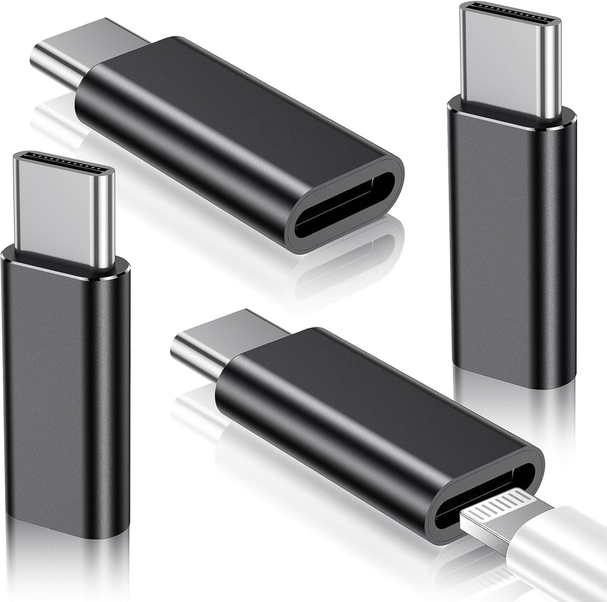 Temdan 4 Pack Lightning to USB C Adapter for iPhone 15/16 Pro/16 Pro Max/Plus,Samsung S25/S24,USB C Charger Connector Cable,for iPhone 16/15 Charger,16/15 Accessories - Black(Not for Audio/OTG)