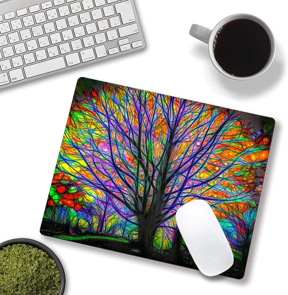 Spring Life Tree Custom Design Square Waterproof Non-Slip Rubber Base Mouse Pad for Office Laptop, 9.5"x7.9"x0.12" Inch