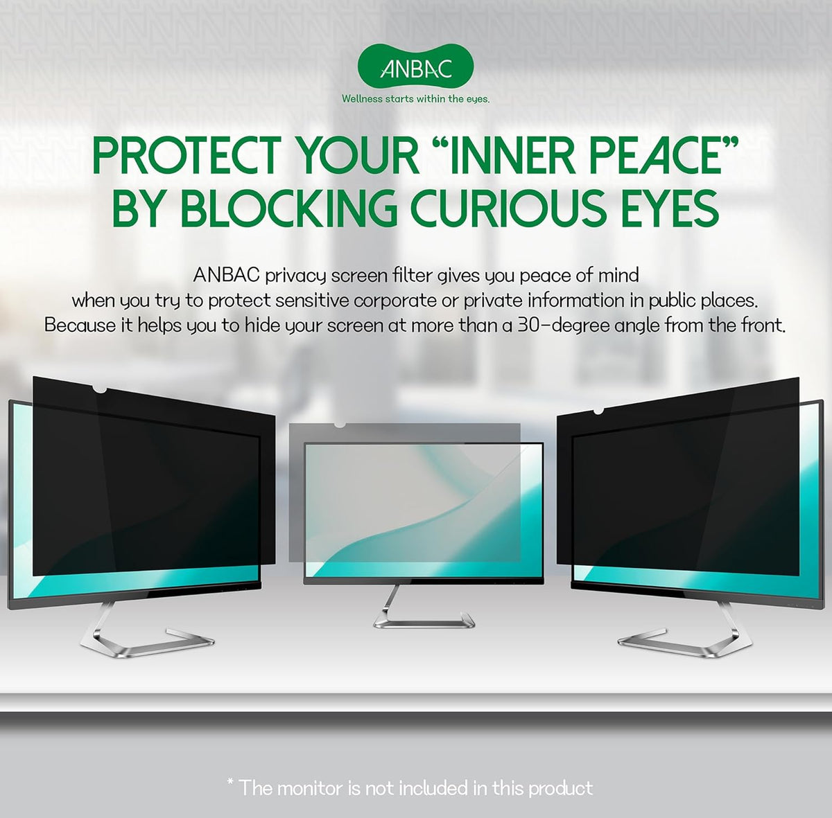 20 Inch Desktop Privacy Screen Shield for 16:9 Wide Monitor - Anti Glare Computer Privacy Screen Cover | Blue Light Blocking Screen Protector | Scratch Resistant UV Filter | Attachment Type