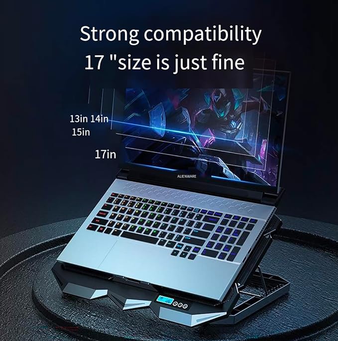 Laptop Cooling pad for Asus VivoPC K20 Gaming laptops Laptop Cooler with 4 Fans LCD Display Screen 4 Height 2 USB-A Port Laptop Stand