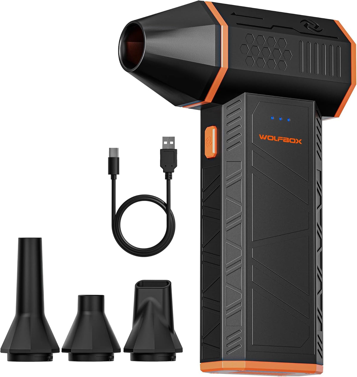 50 Duster-110000RPM 3-Gear WOLFBOX MegaFlow Compressed Air Super Power Electric Air Duster, Adjustable Mini Blower