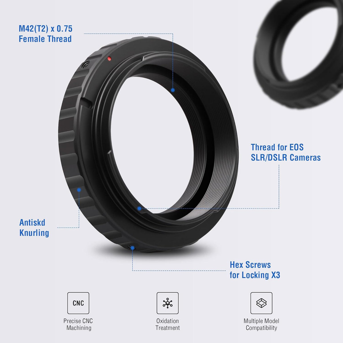 A ALSTAR T2 Alstar Telescope Camera Adapter T Ring Adapter Metal Compatible for All Canon EOS SLR/DSLR Cameras Standard