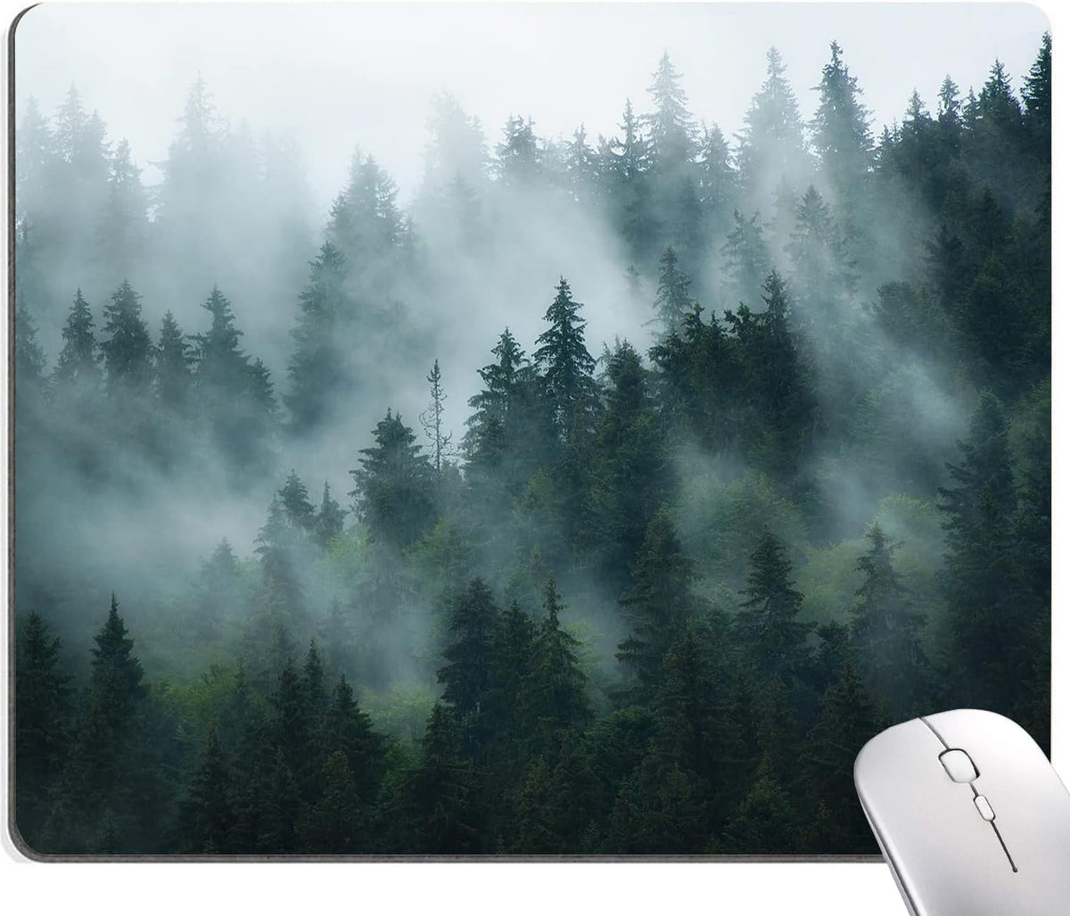 Mouse Pad, Fog Forest Mouse Mat, Waterproof Non-Slip Rubber Base MousePads for Office Laptop Computer Desk, Natural Landscape