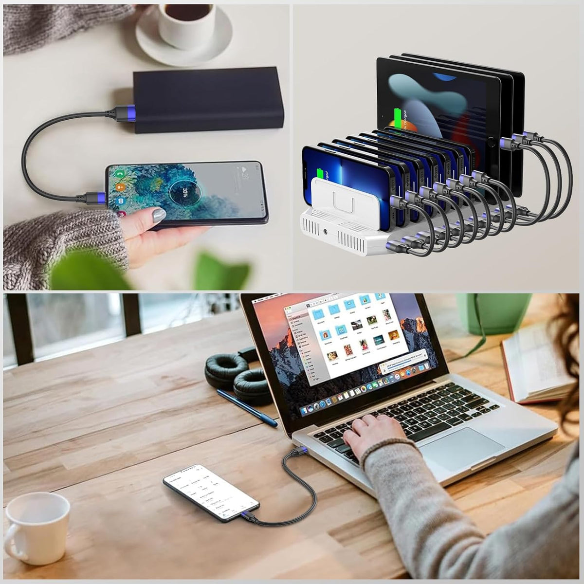 Bkduice 6 inch 10 Pack, Multipack 0.5ft 16 15 S24 S23 S20 S10 S9 20 10 9 Short USB C Cable Bulk Short USB A to USB C