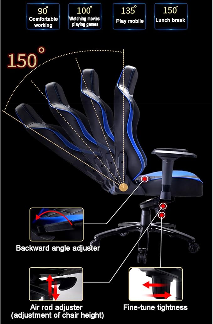 Office Chair Gaming Chair Computer Chair Andrgonomic High Back Gamer Chair with HeadrestRacing Game Chair PU Leather Gaming ChairHeight Adjustable Recliner Swivel Office Chair and-Sports C