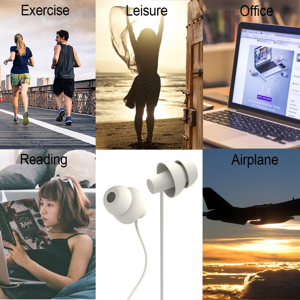 MAXROCK (TM Unique Total Soft Silicon Sleeping Headphones Earplugs Earbuds with Mic for Cellphones,Tablets and 3.5 mm Jack Plug (White)