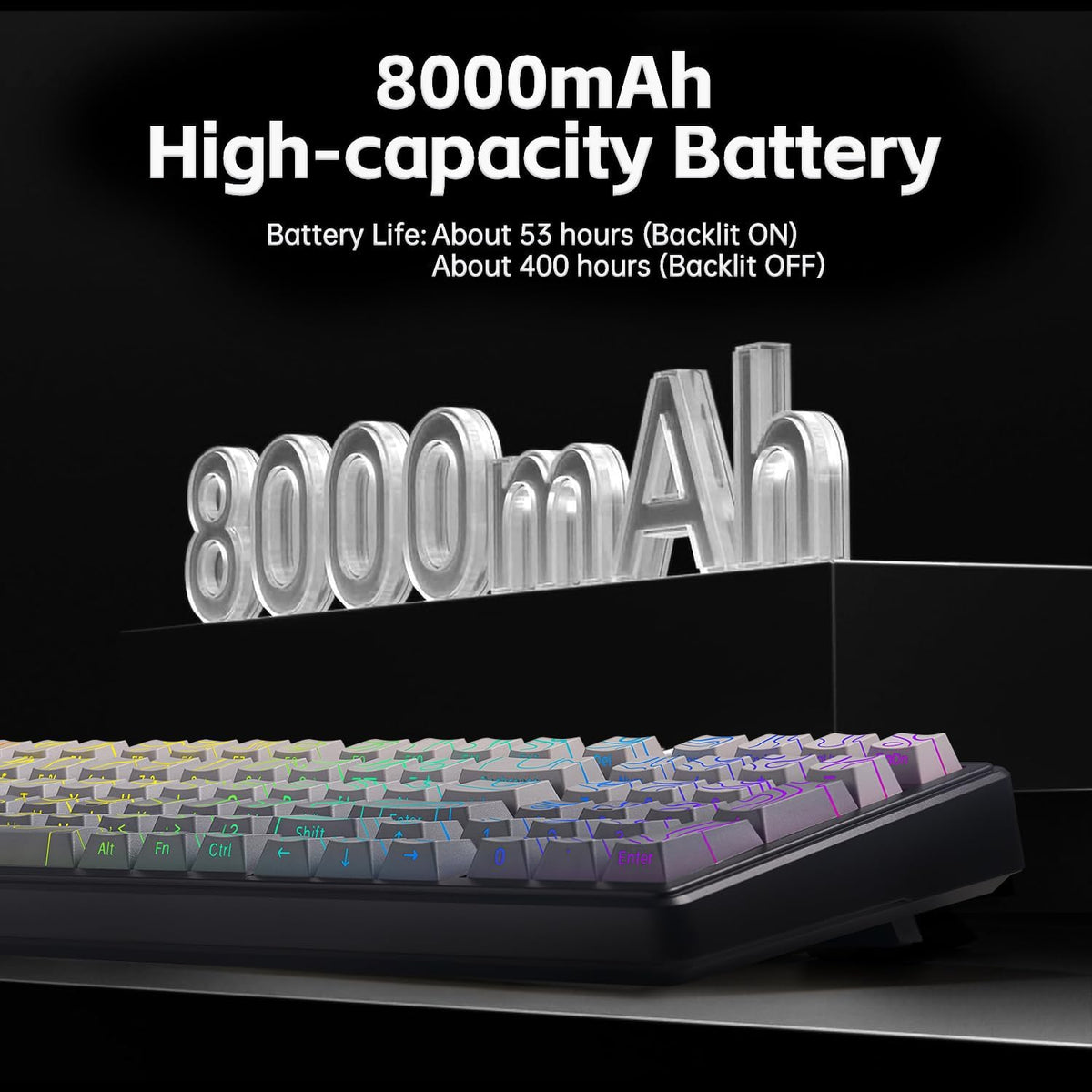 Aula F99 Keyboard Wireless Mechanical Keyboards Computer Bluetooth Gaming Keyboard Creamy Full Size Hot Swappable Custom RGB Backlit with 8000mAh Battery, Tri-Mode BT5.0/2.4GHz/USB-C (Gradient Grey)